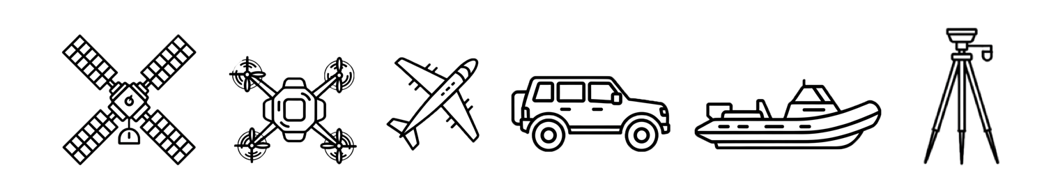 Prairie3D Geoinformatics_Platform Icons_Satellite-Drone-RPAS-Plane-Vehicle-Boat-Terrestrial-Flatline